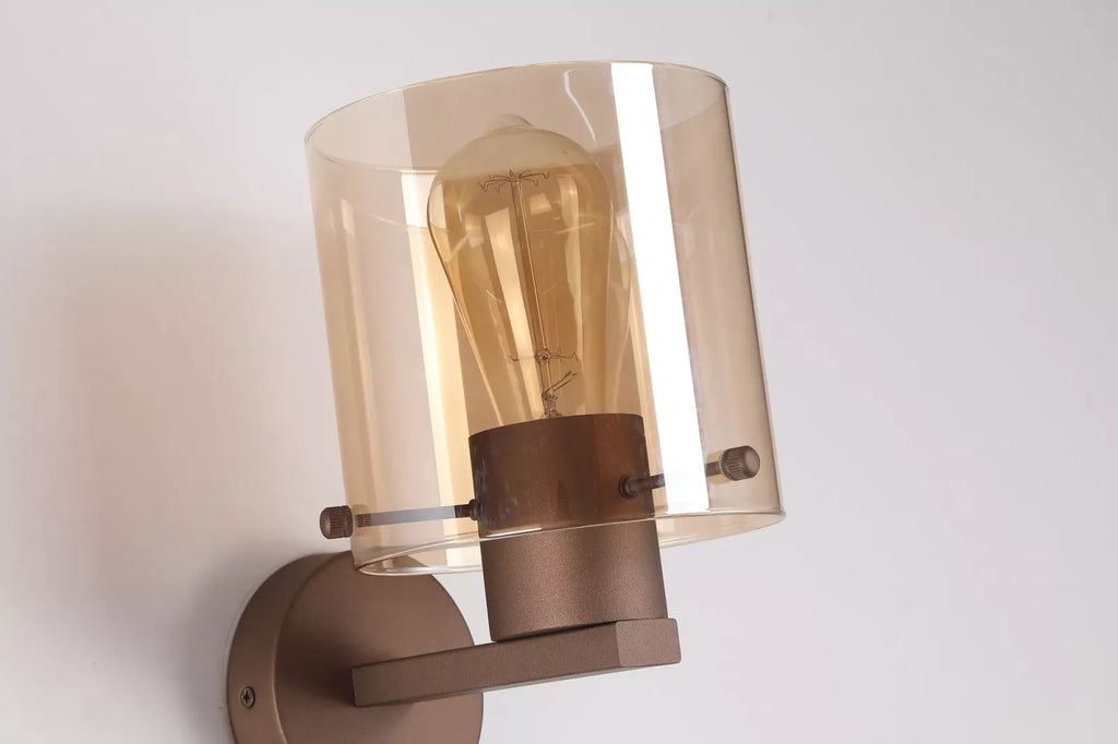 Sweden Single Wall Light In Mocha Finish With Amber Glass 88912-1MO