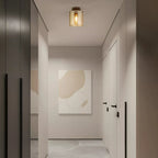 Sweden Single Flush Ceiling Light In Mocha Finish With Amber Glass 88911-1MO