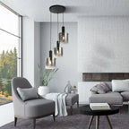 Sweden 3Lt Cluster Ceiling Pendant In Matt Black With Smoked Ombre Glass 88910-3BK