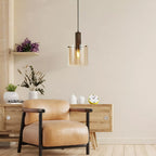 Sweden Single Ceiling Pendant Light In Mocha And Amber Glass 88910-1MO