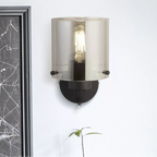 Sweden 1lt Wall Light In Matt Black and Smoked Glass 88912-1BK