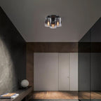 Sweden 3Lt Flush Ceiling Light In Matt Black With Smoked Glass 88911-3BK