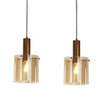 Sweden 3 Light Bar Ceiling Pendant Light In Mocha Finish With Amber Glass Shades 88912-3MO
