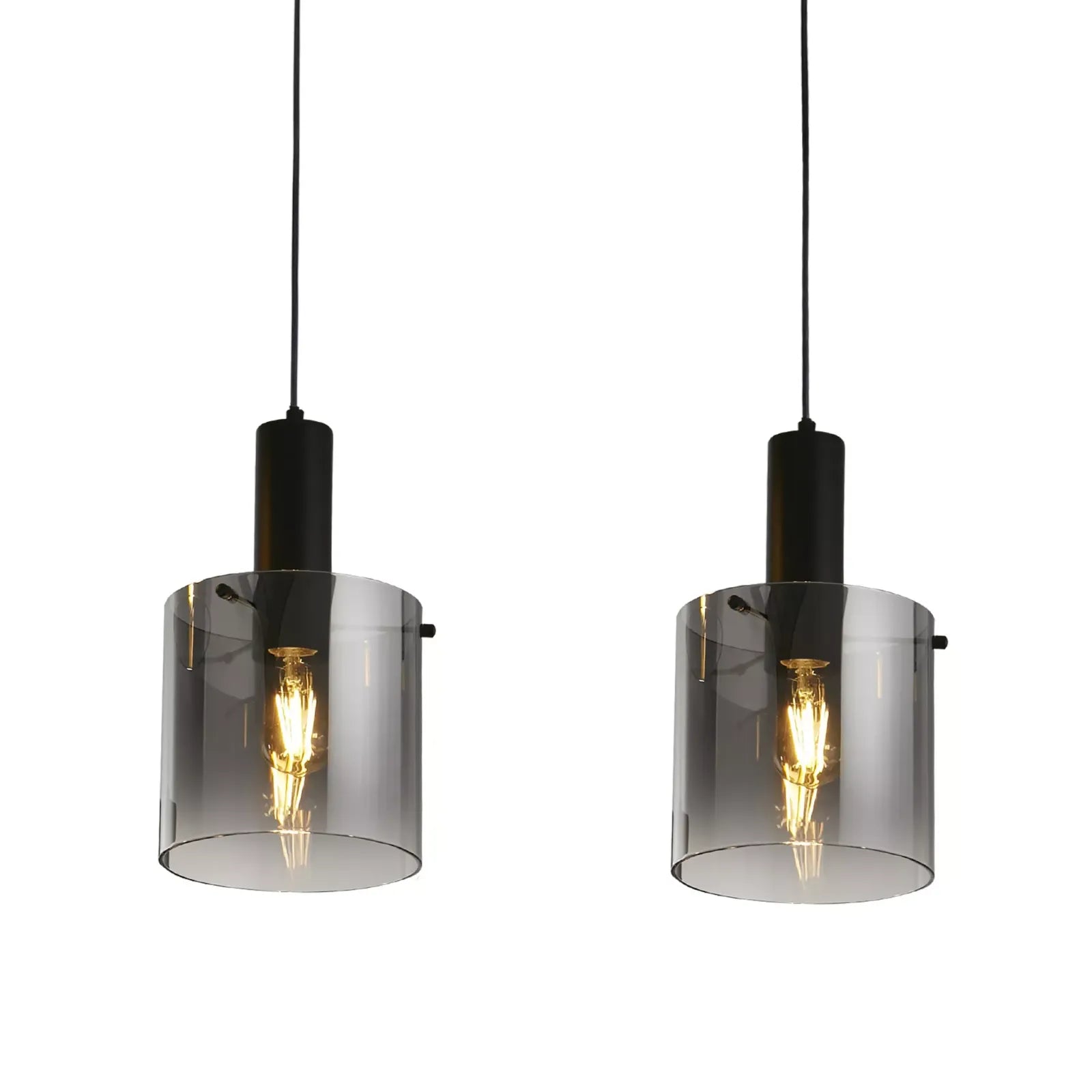 Sweden 3 Light Bar Ceiling Pendant Light In Black Finish With Smoked Ombre Glass Shades 88912-3BK