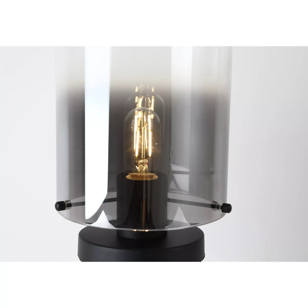 Sweden Table Lamp In Matt Black Finish With Smoked Ombre Glass 88913-1BK