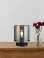 Sweden Table Lamp In Matt Black Finish With Smoked Ombre Glass 88913-1BK