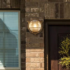 Bulkhead Round OD Light - Solid Brass Metal & Ribbed Glass 30361PB