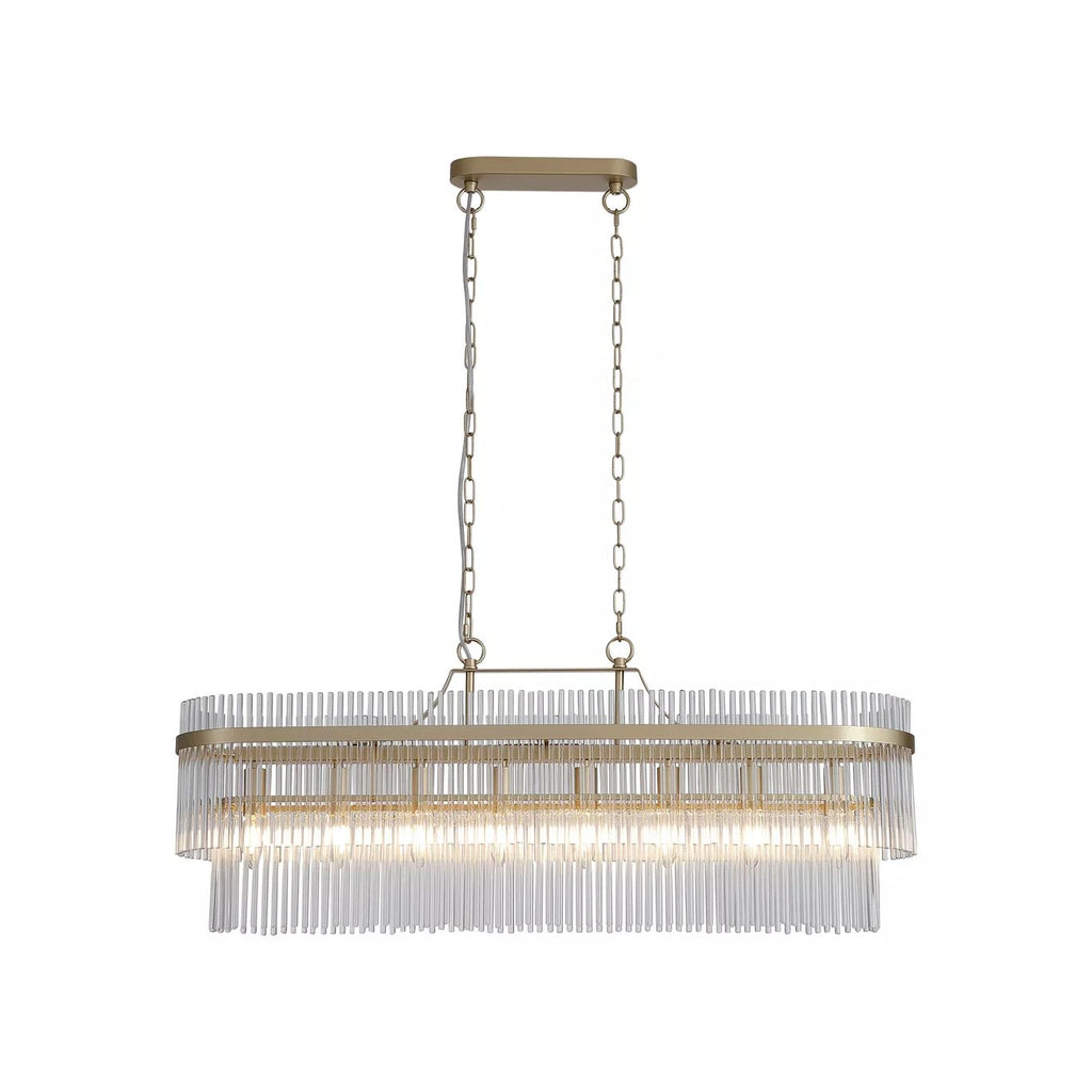 Lara 8 Light Oval Ceiling Pendant Light in Gold Finish With Clear Glass Rods 11400-8GO