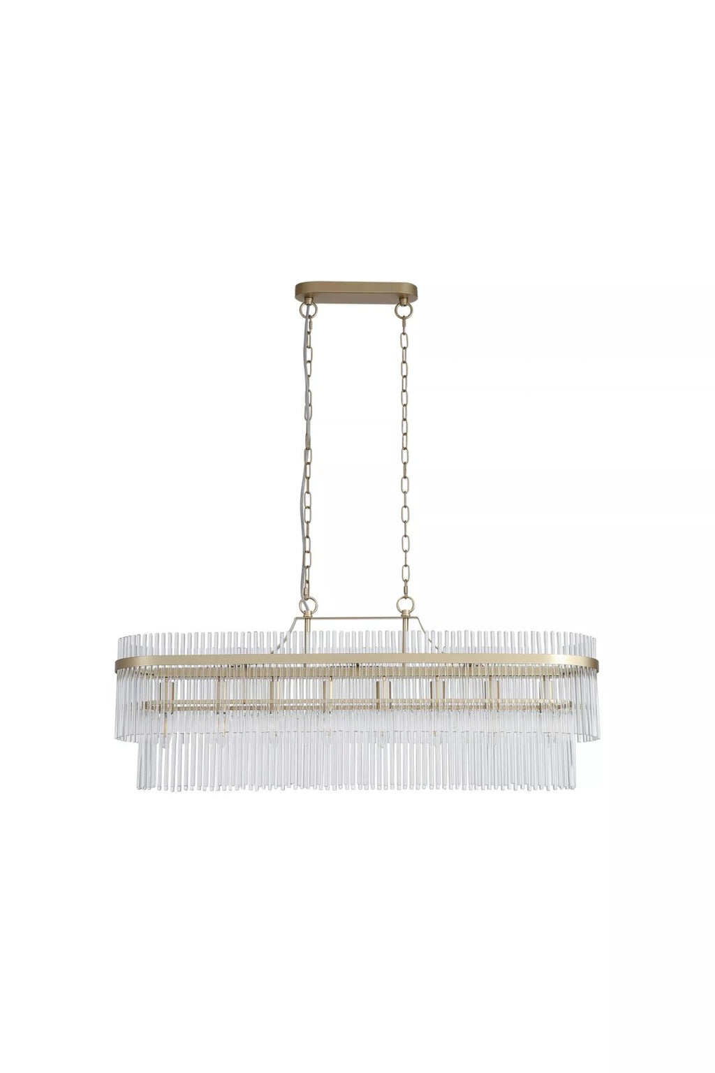 Lara 8 Light Oval Ceiling Pendant Light in Gold Finish With Clear Glass Rods 11400-8GO