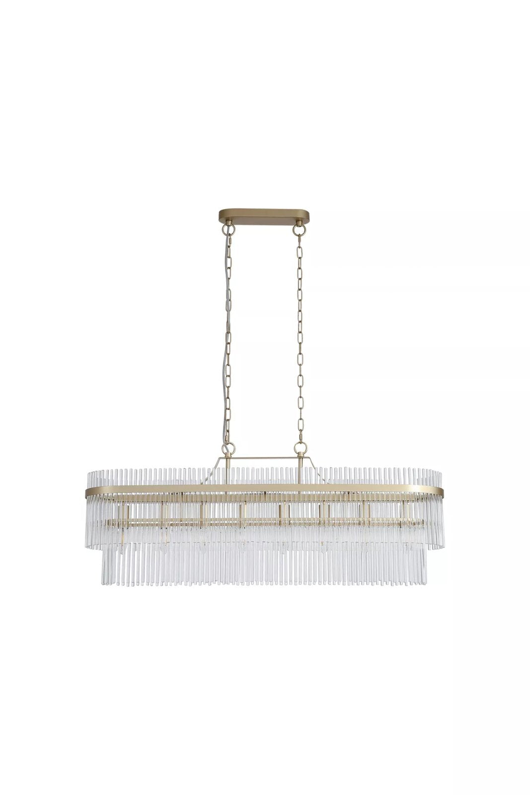 Lara 8 Light Oval Ceiling Pendant Light in Gold Finish With Clear Glass Rods 11400-8GO