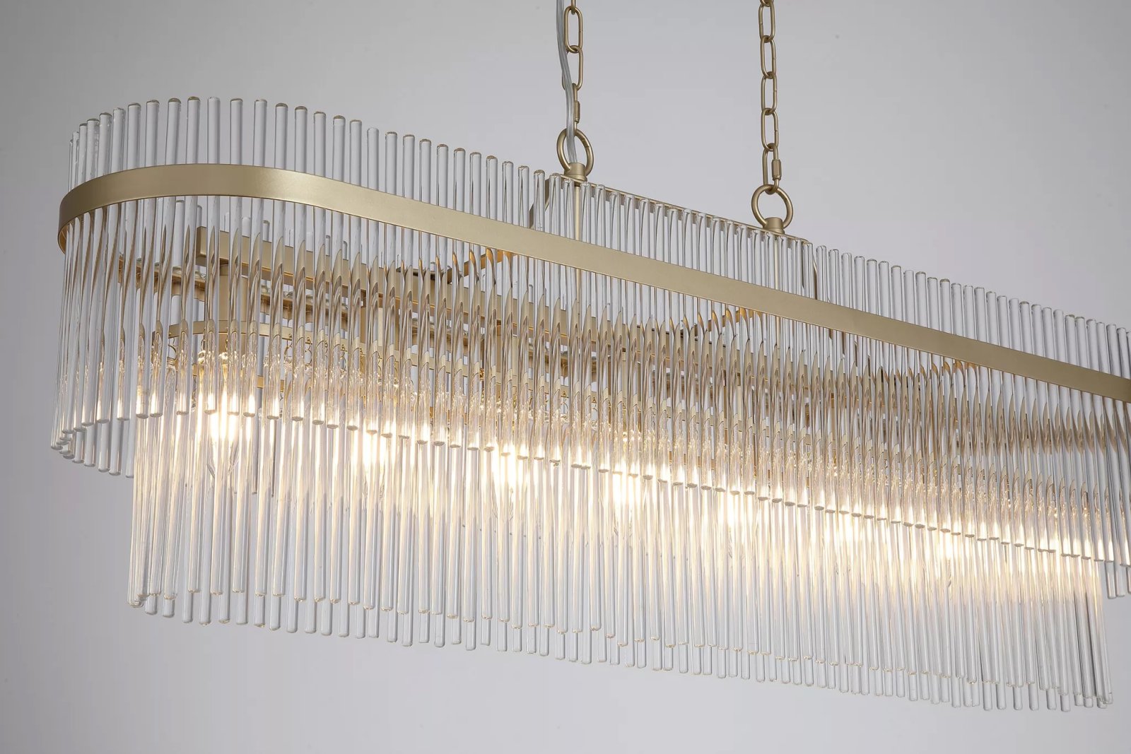 Lara 8 Light Oval Ceiling Pendant Light in Gold Finish With Clear Glass Rods 11400-8GO