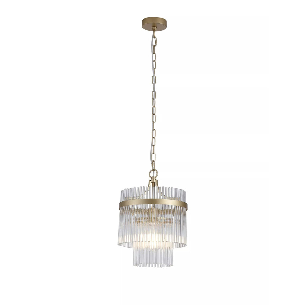 Lara Ceiling Pendant Light in Gold Finish With Clear Glass Rods 11200-1GO