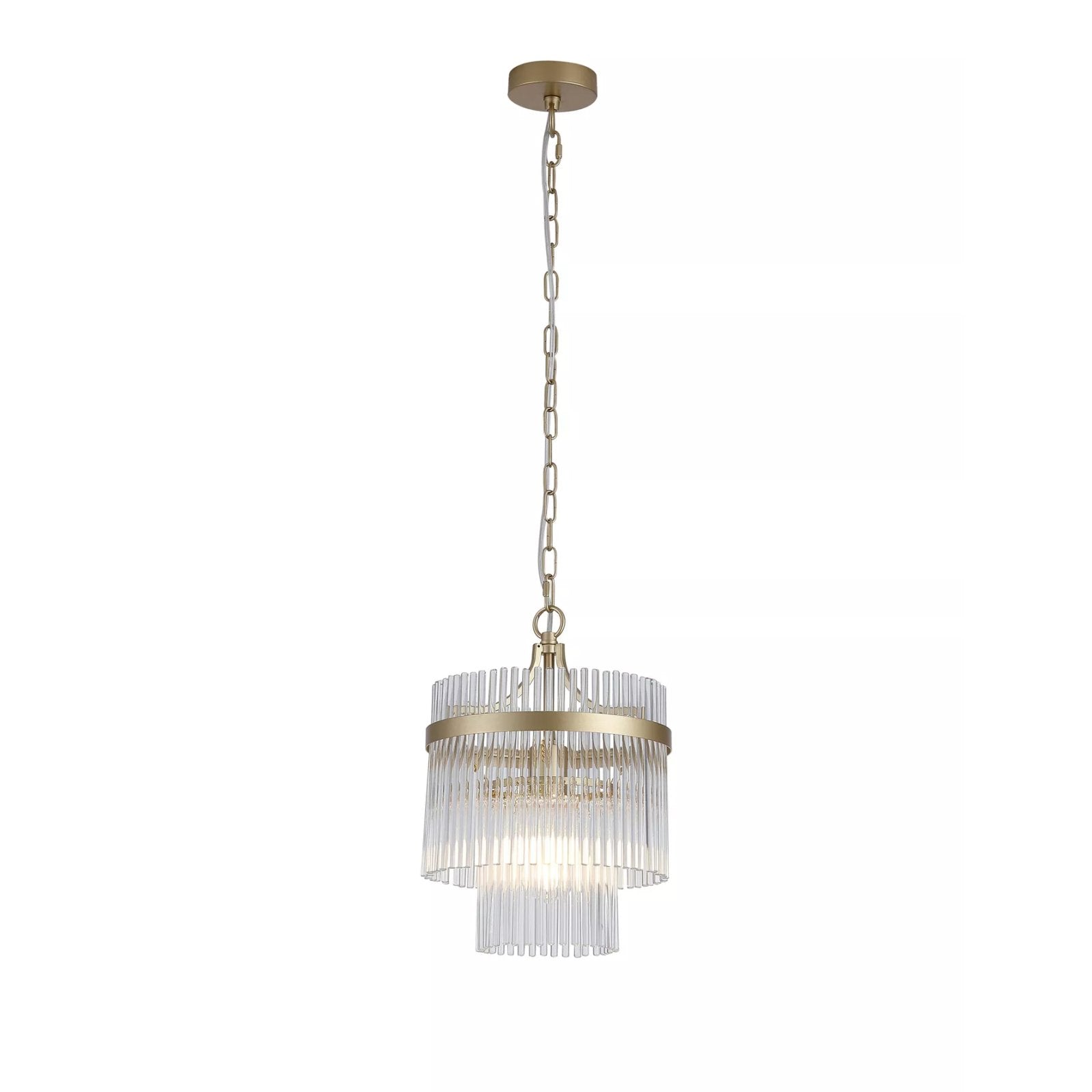 Lara Ceiling Pendant Light in Gold Finish With Clear Glass Rods 11200-1GO