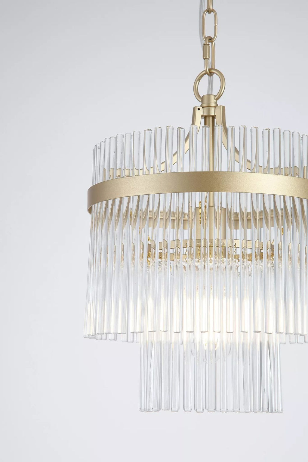 Lara Ceiling Pendant Light in Gold Finish With Clear Glass Rods 11200-1GO