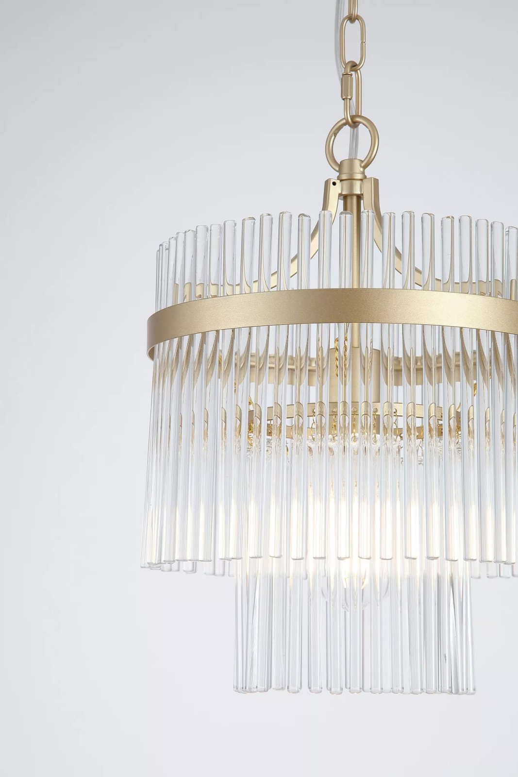 Lara Ceiling Pendant Light in Gold Finish With Clear Glass Rods 11200-1GO