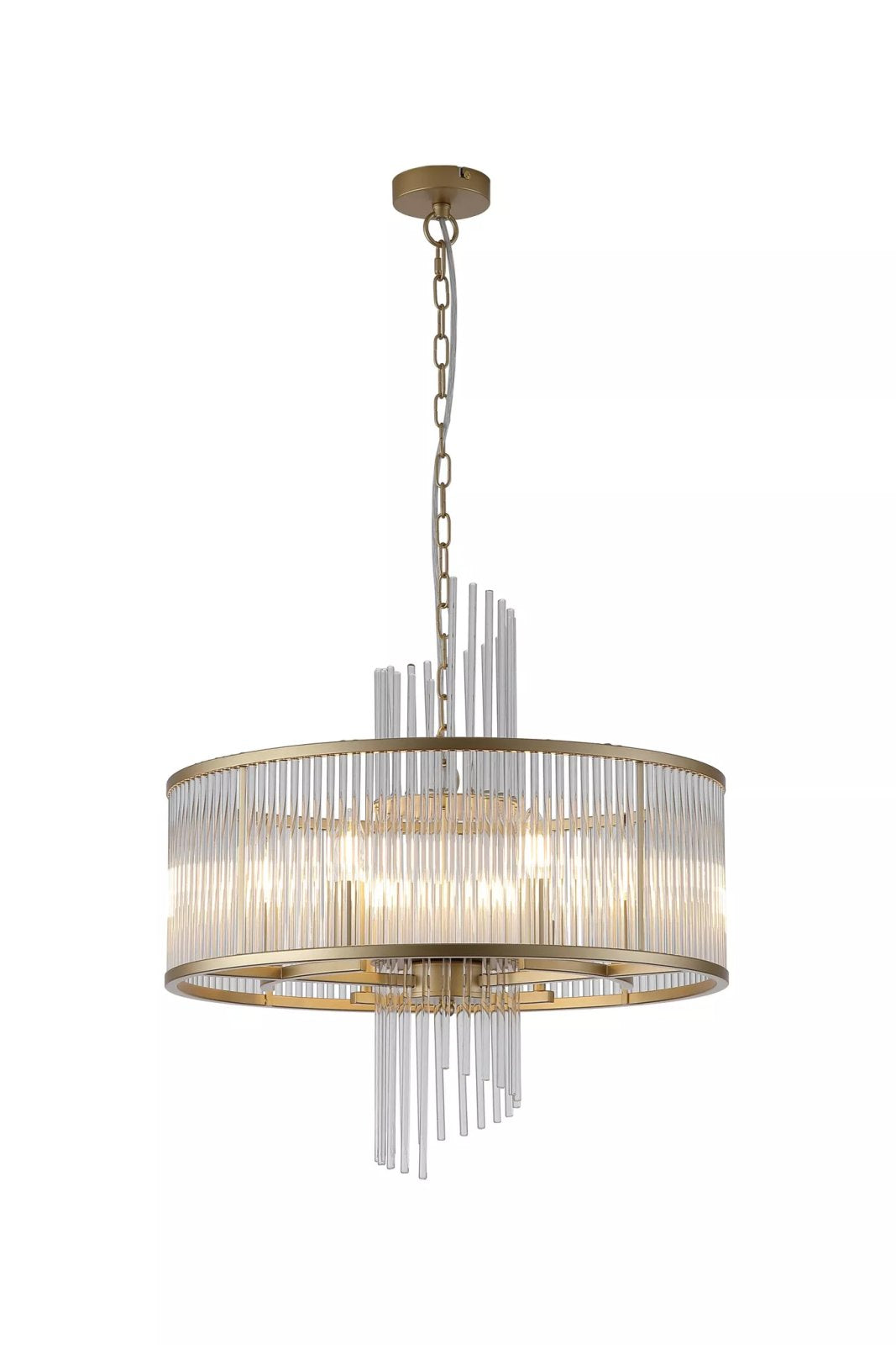 Lara 6 Light Ceiling Pendant Light in Gold Finish With Clear Glass Rods 11600-6GO