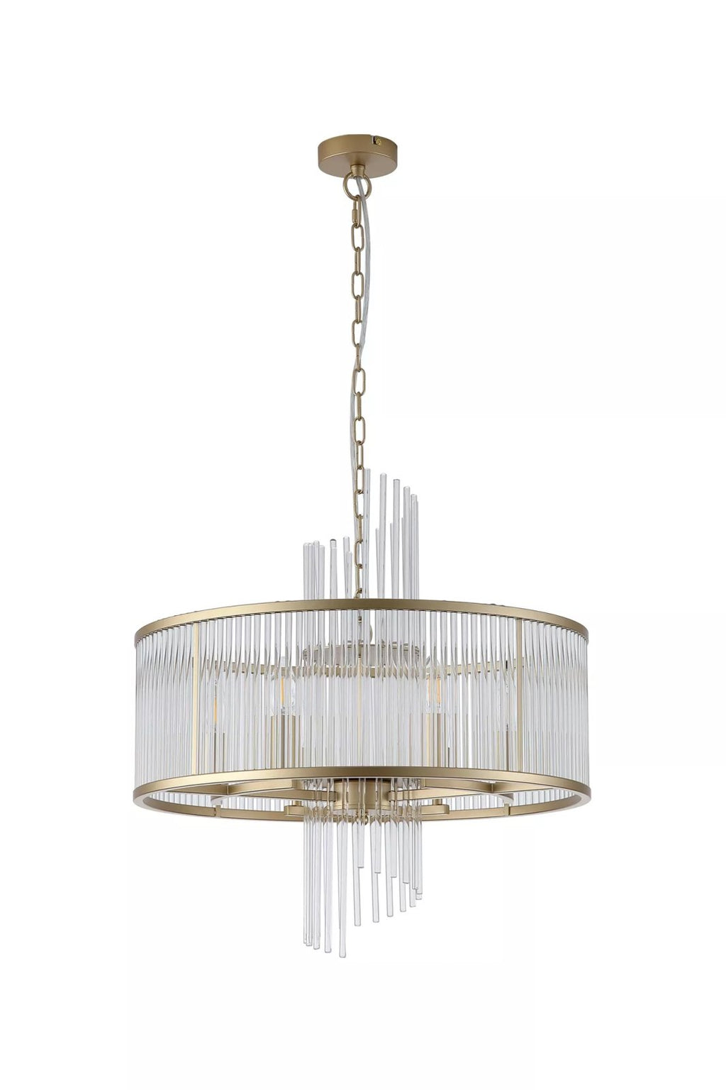Lara 6 Light Ceiling Pendant Light in Gold Finish With Clear Glass Rods 11600-6GO