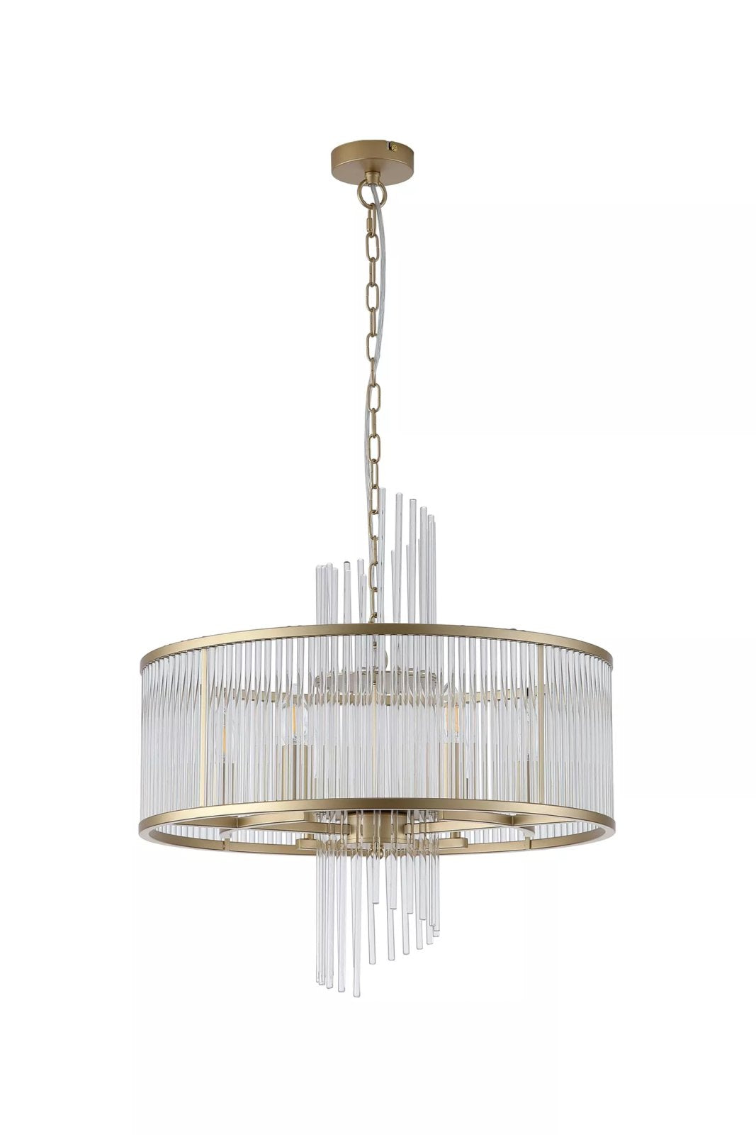Lara 6 Light Ceiling Pendant Light in Gold Finish With Clear Glass Rods 11600-6GO