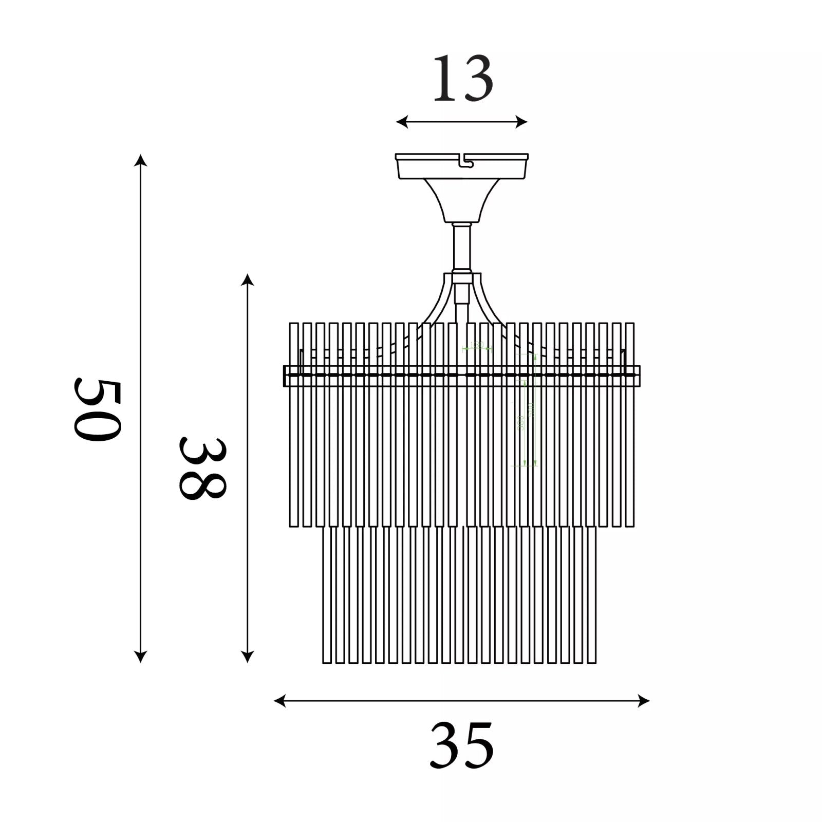 Lara 3 Light Semi Flush Ceiling Light in Gold Finish With Clear Glass Rods 11300-3GO