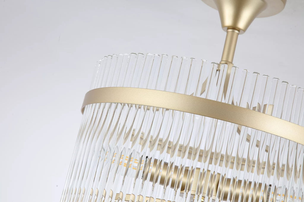 Lara 3 Light Semi Flush Ceiling Light in Gold Finish With Clear Glass Rods 11300-3GO