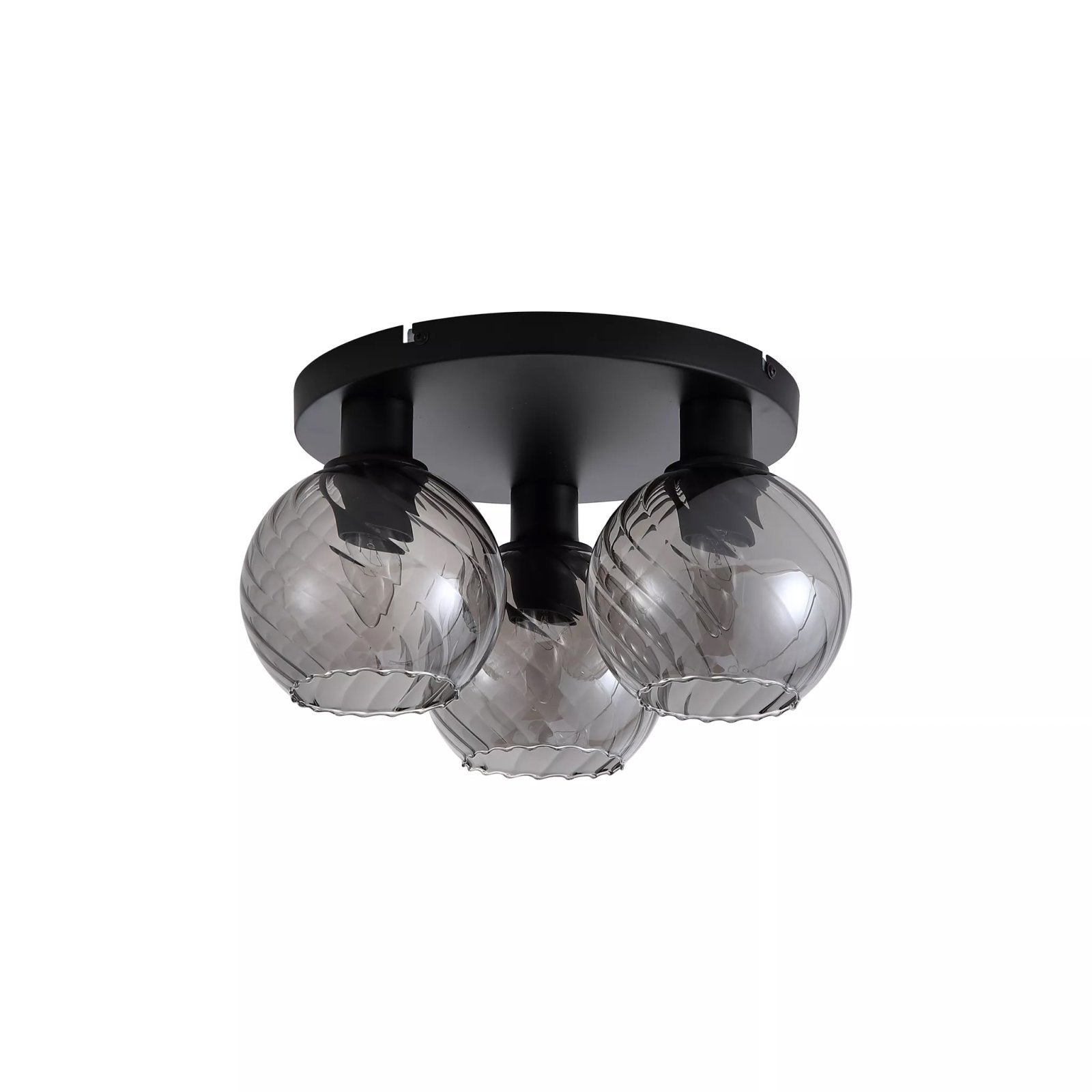 Radiance 3 Light Flush Ceiling Light In Black Finish With Smoked Glass 44521SM