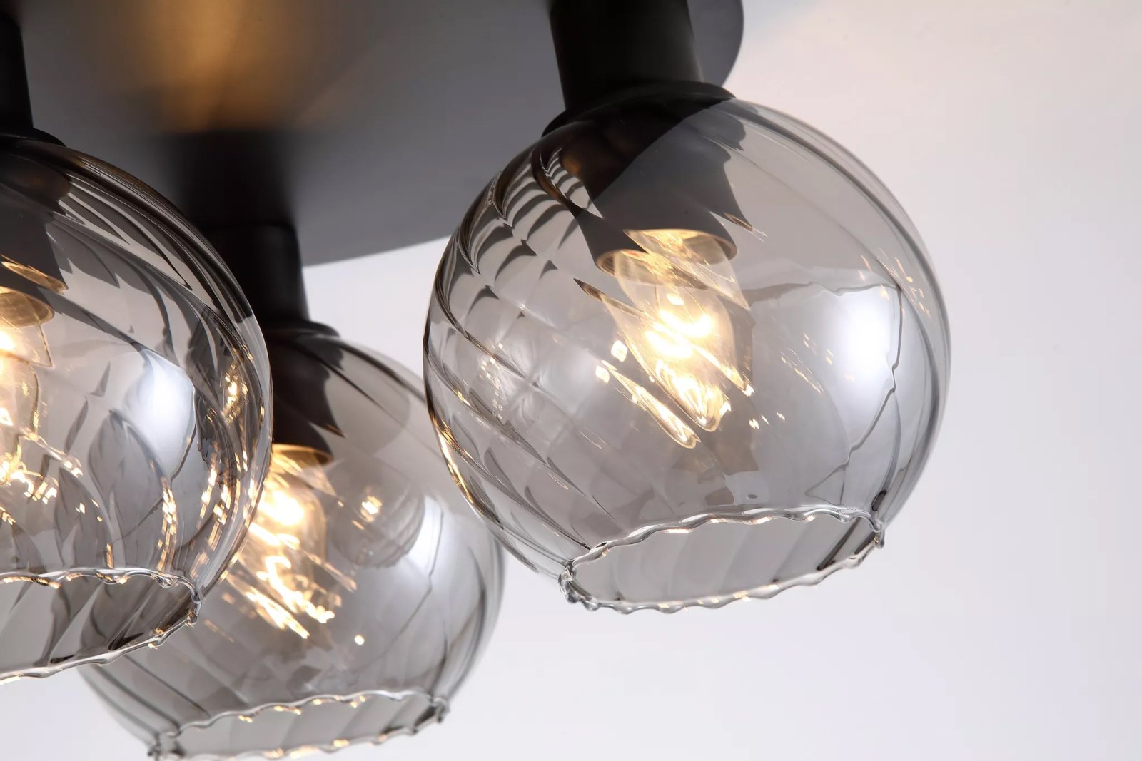Radiance 3 Light Flush Ceiling Light In Black Finish With Smoked Glass 44521SM