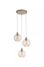 Radiance 3 Light Cluster Ceiling Pendant Light In Gold Finish With Champagne Glass 44520-3CP