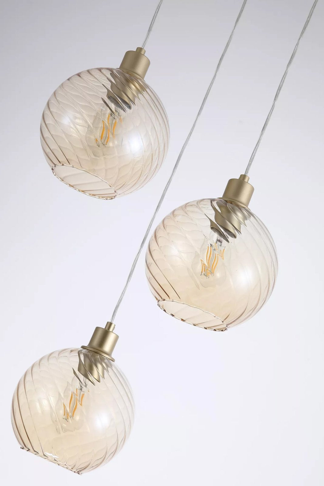 Radiance 3 Light Cluster Ceiling Pendant Light In Gold Finish With Champagne Glass 44520-3CP