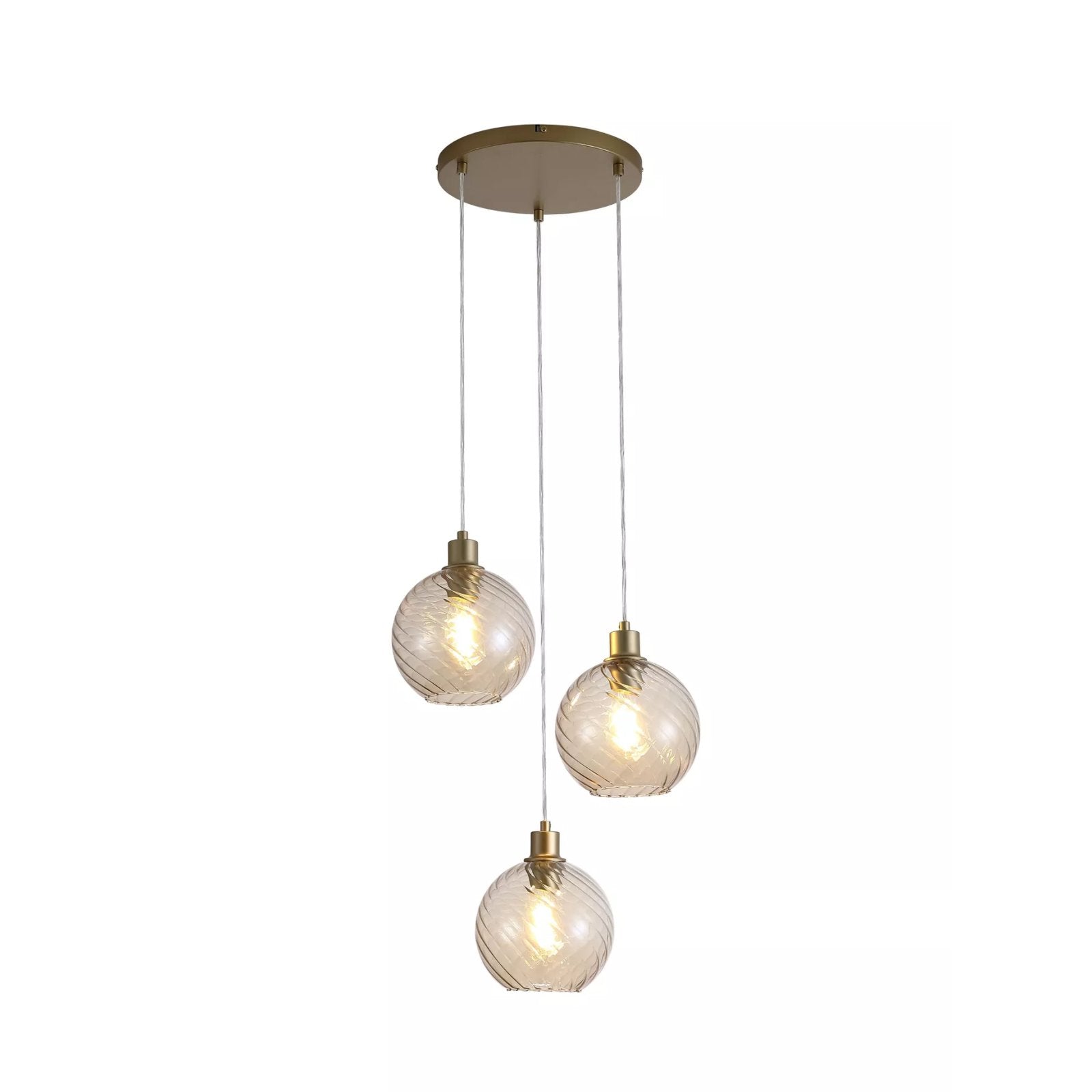 Radiance 3 Light Cluster Ceiling Pendant Light In Gold Finish With Champagne Glass 44520-3CP