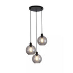 Radiance 3 Light Cluster Ceiling Pendant Light In Black Finish With Smoked Glass 44520-3SM