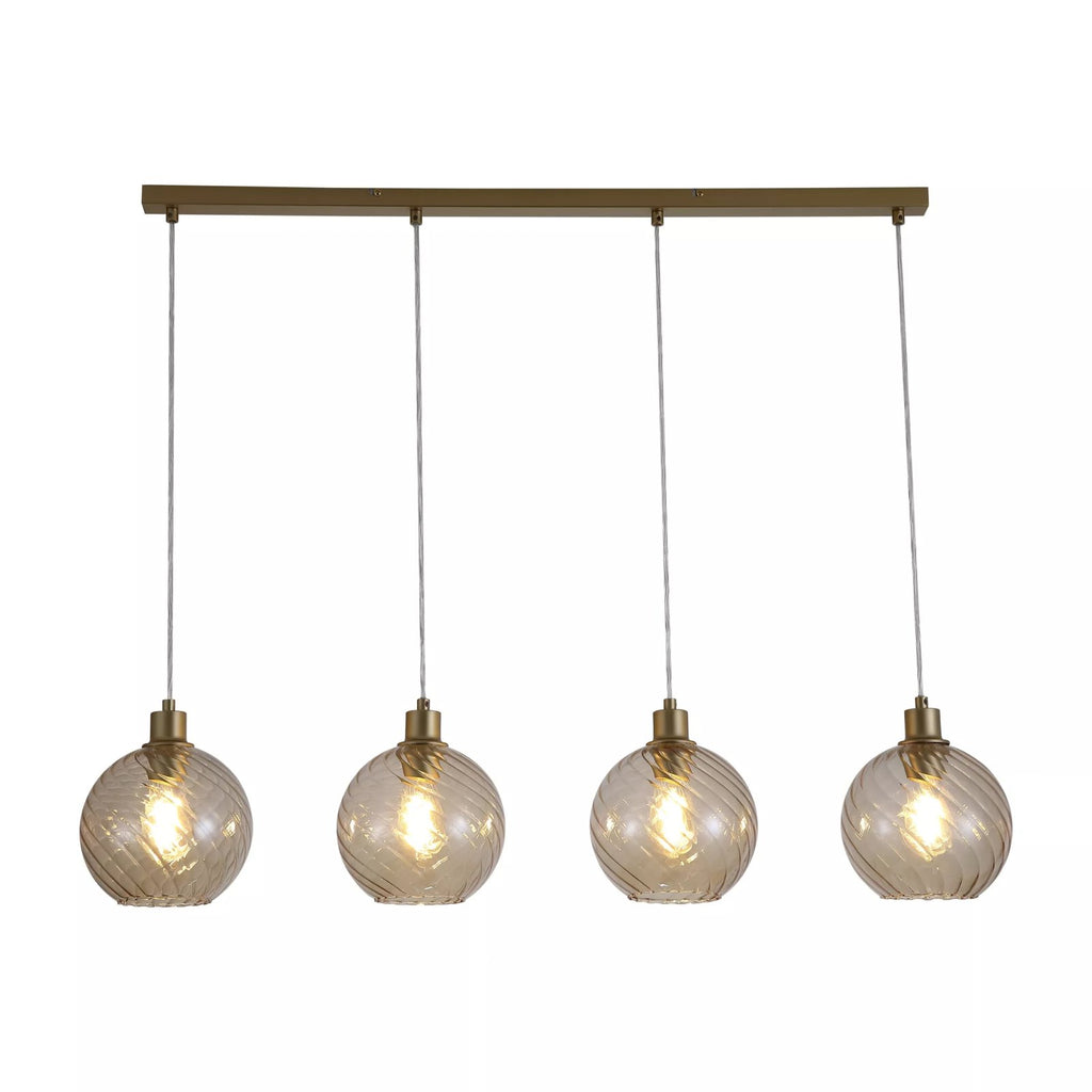 Radiance 4 Light Bar Ceiling Pendant Light In Gold Finish With Champagne Glass 44520-4CP