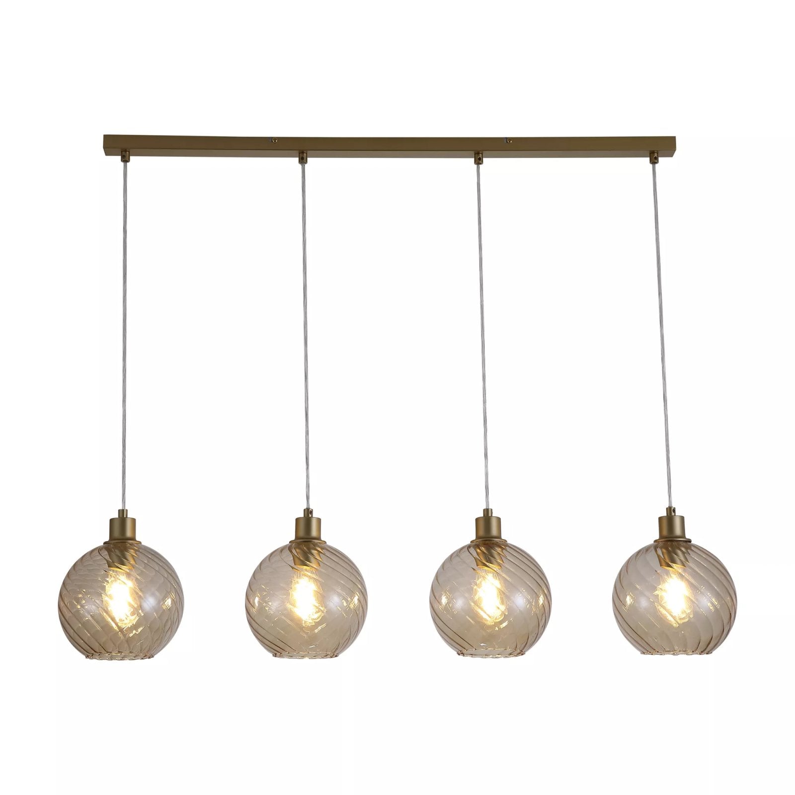 Radiance 4 Light Bar Ceiling Pendant Light In Gold Finish With Champagne Glass 44520-4CP