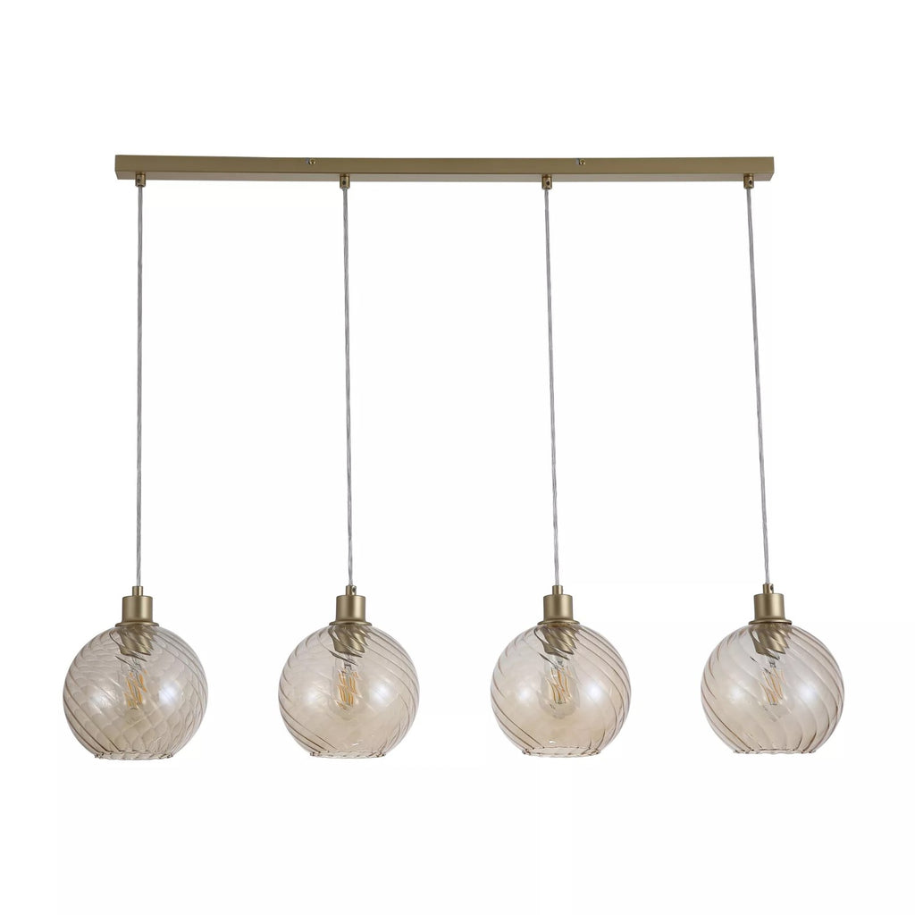 Radiance 4 Light Bar Ceiling Pendant Light In Gold Finish With Champagne Glass 44520-4CP