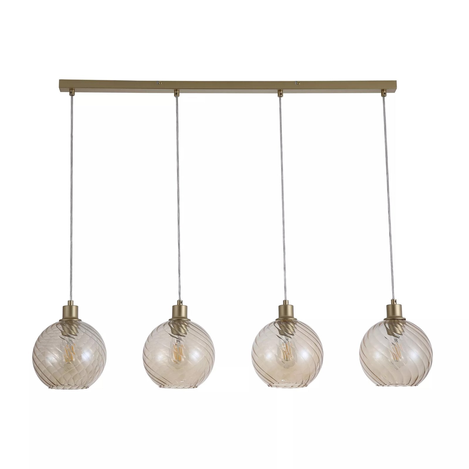 Radiance 4 Light Bar Ceiling Pendant Light In Gold Finish With Champagne Glass 44520-4CP