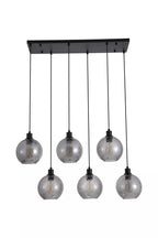 Radiance 6 Light Bar Ceiling Pendant Light In Black Finish With Smoked Glass 44520-6SM