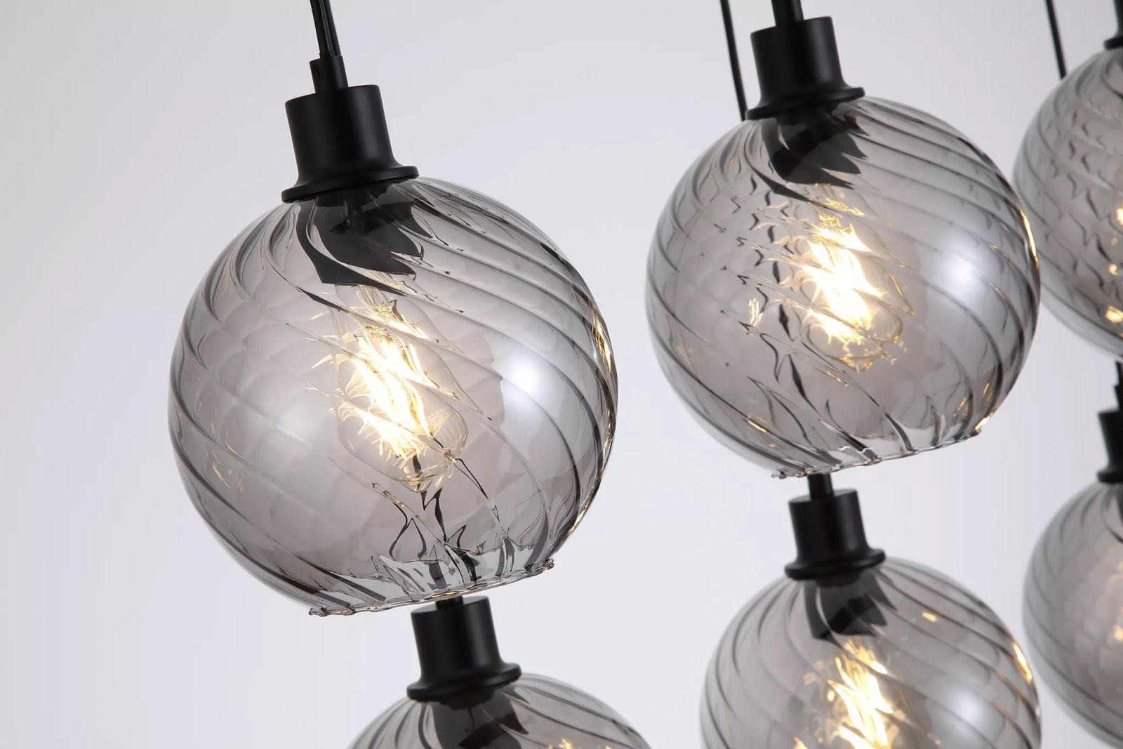Radiance 6 Light Bar Ceiling Pendant Light In Black Finish With Smoked Glass 44520-6SM