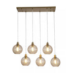 Radiance 6 Light Bar Ceiling Pendant Light In Gold Finish With Champagne Glass 44520-6CP