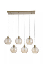 Radiance 6 Light Bar Ceiling Pendant Light In Gold Finish With Champagne Glass 44520-6CP