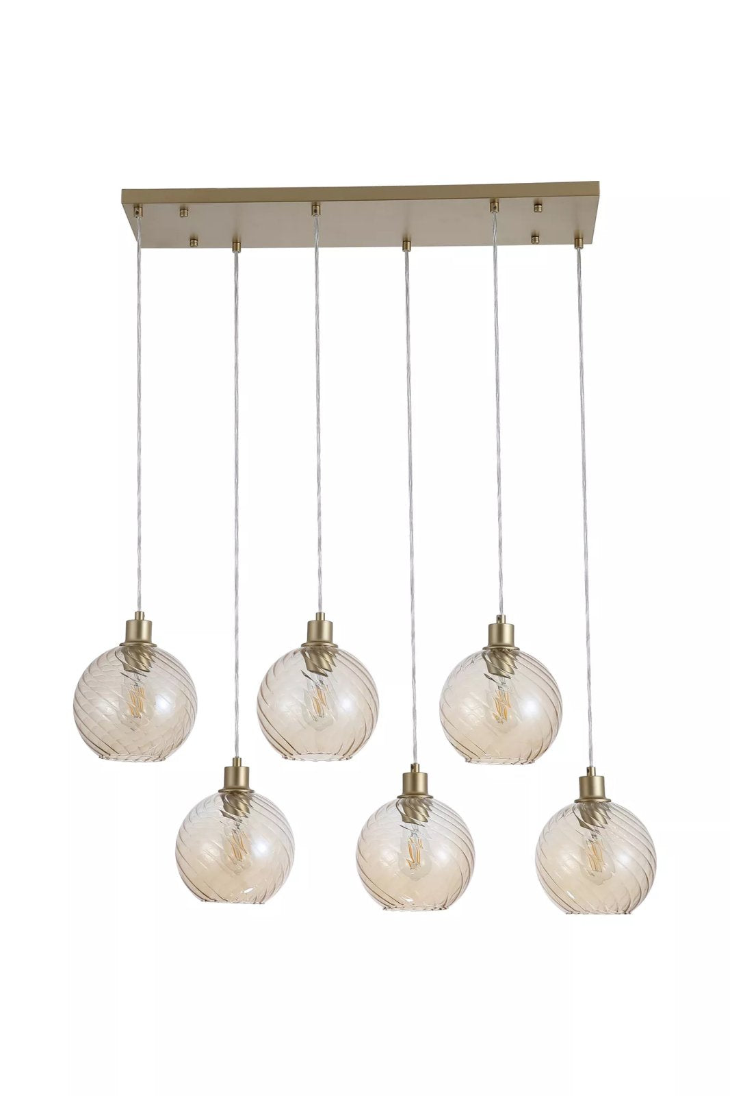 Radiance 6 Light Bar Ceiling Pendant Light In Gold Finish With Champagne Glass 44520-6CP
