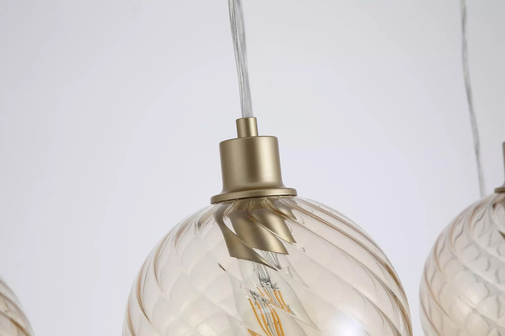 Radiance 6 Light Bar Ceiling Pendant Light In Gold Finish With Champagne Glass 44520-6CP