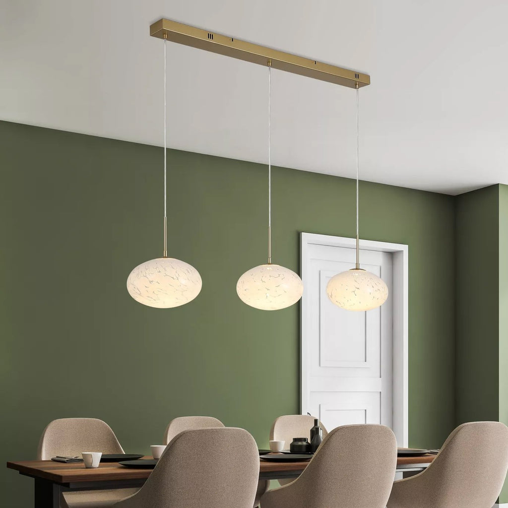 Confetti LED Bar Ceiling Pendant Light In Gold Finish With Confetti Glass 80823-3GO