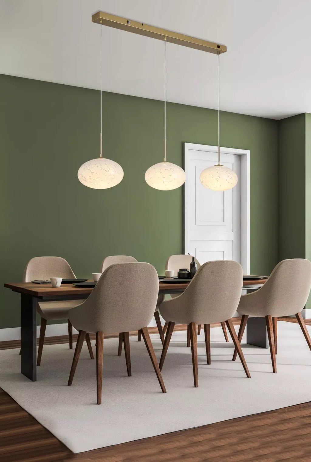 Confetti LED Bar Ceiling Pendant Light In Gold Finish With Confetti Glass 80823-3GO