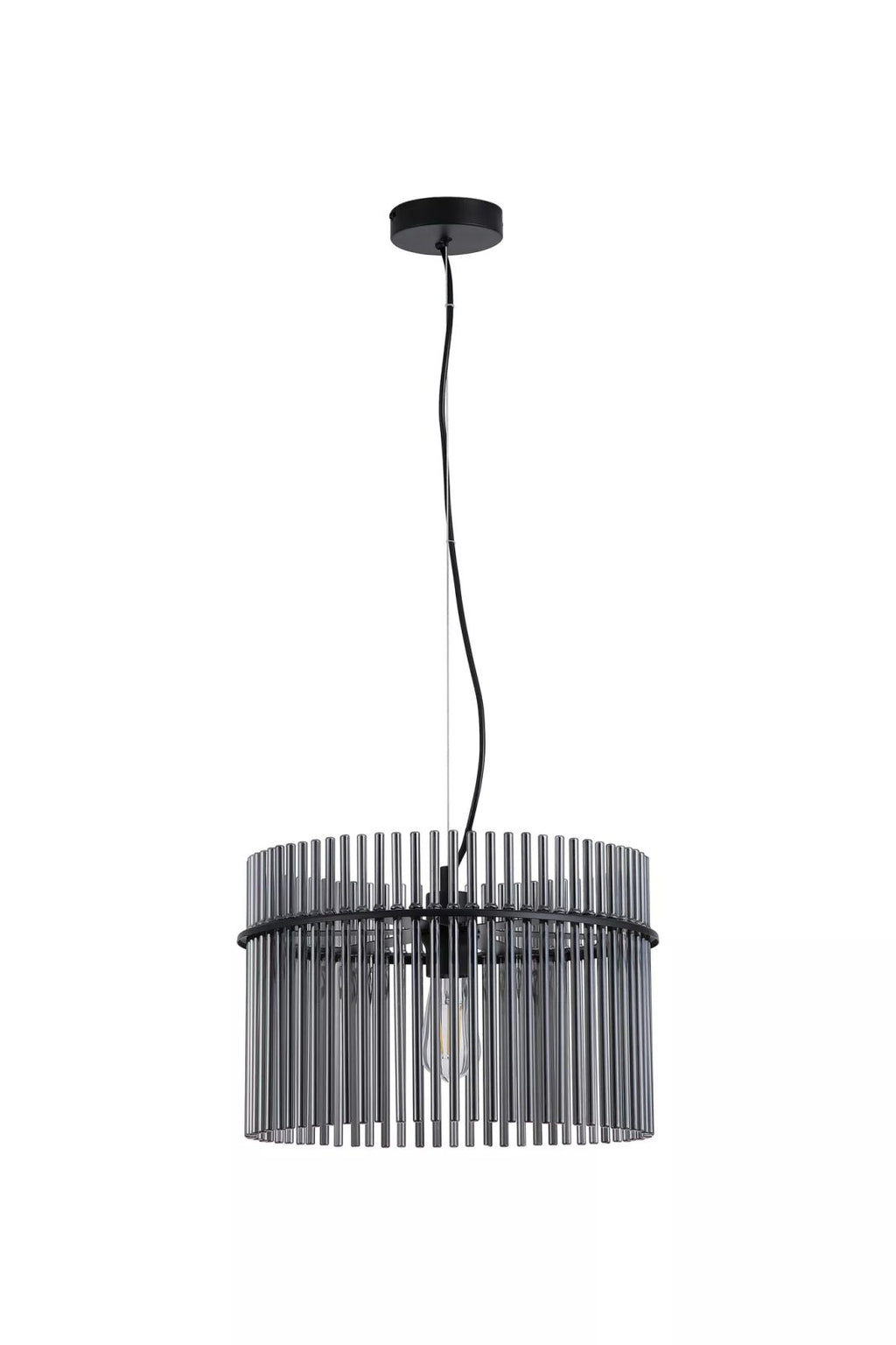 Swizzle Ceiling Pendant Light In Matt Black Finsih With Smoked Rods 40cm 55621SM