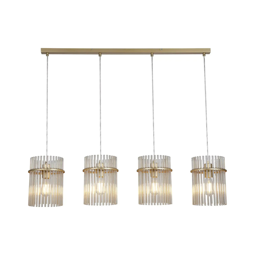 Swizzle 4 Light Bar Ceiling Pendant Light In Gold Finish With Champagne Rods 55620-4CP