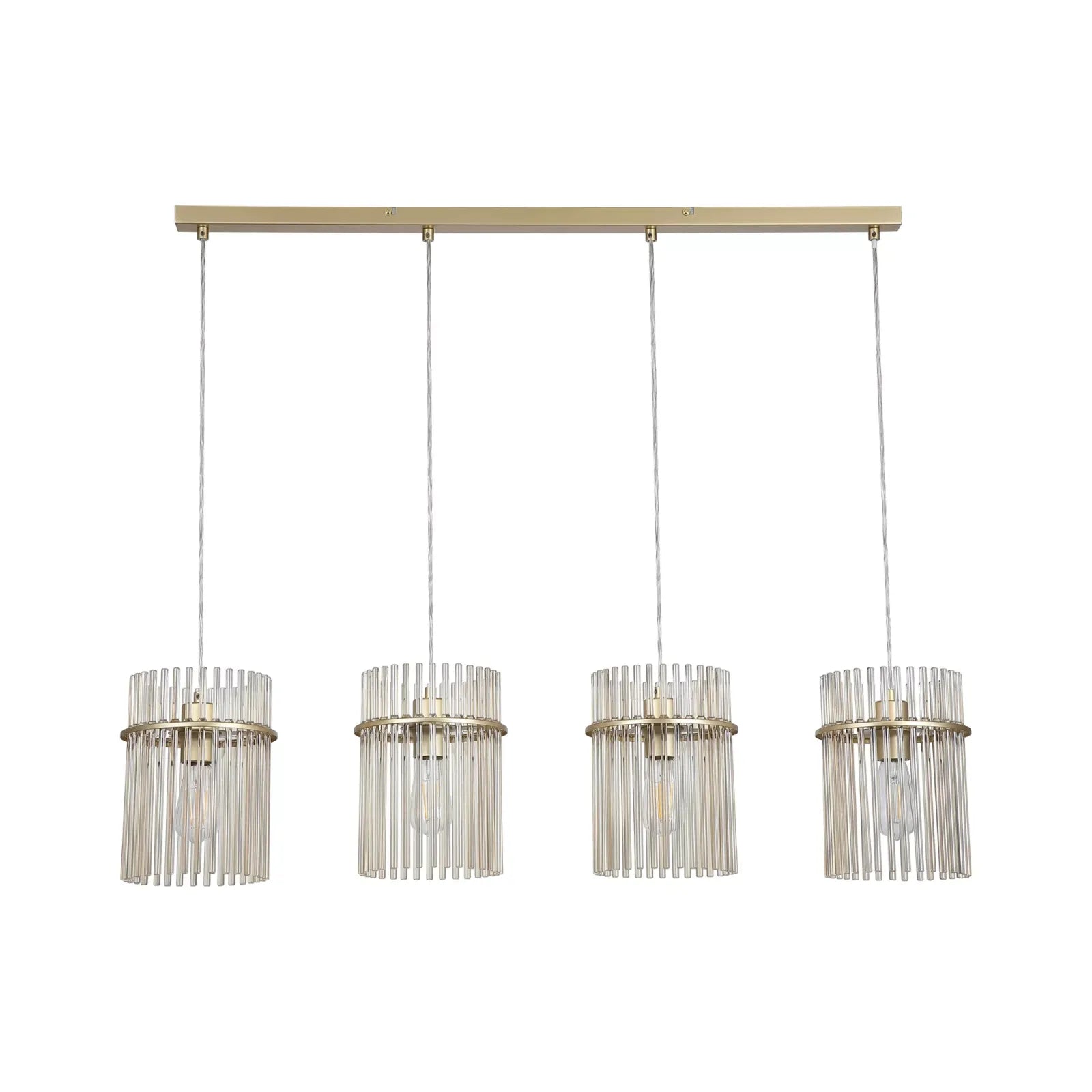 Swizzle 4 Light Bar Ceiling Pendant Light In Gold Finish With Champagne Rods 55620-4CP