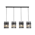 Swizzle 4 Light Bar Ceiling Pendant Light In Matt Black Finsih With Smoked Rods 55620-4SM