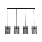Swizzle 4 Light Bar Ceiling Pendant Light In Matt Black Finsih With Smoked Rods 55620-4SM