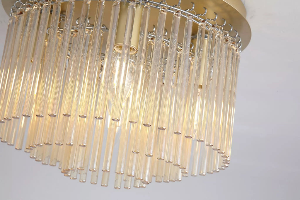 Swizzle 5 Light Flush Ceiling Light In Gold Finish With Champagne Rods 55620-320CP