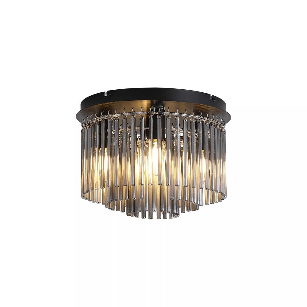 Swizzle 5 Light Flush Ceiling Light In Matt Black Finsih With Smoked Rods 55620-320SM