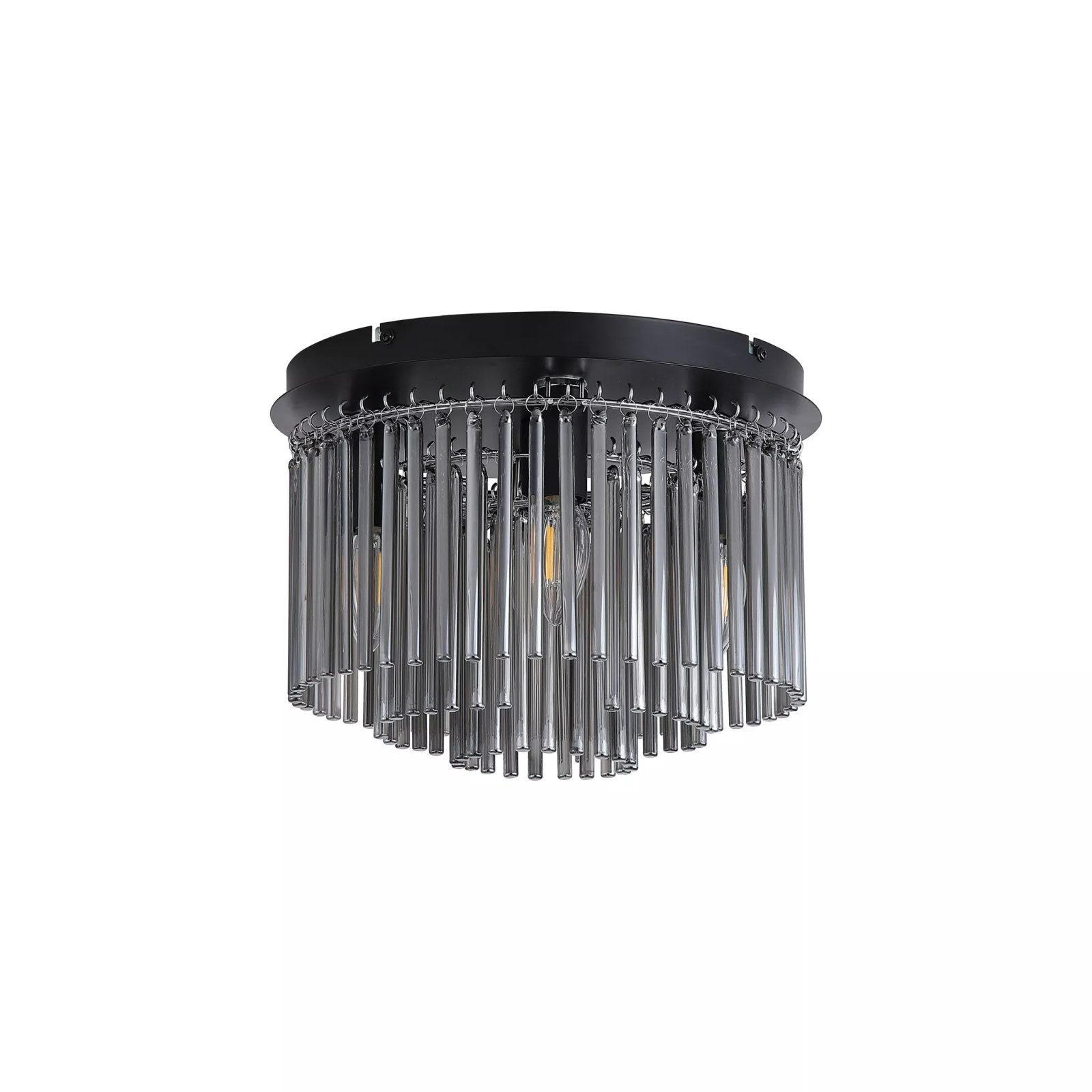 Swizzle 5 Light Flush Ceiling Light In Matt Black Finsih With Smoked Rods 55620-320SM